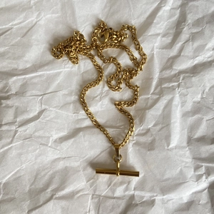 18K gold plated Cuban link chain necklace with minimalist T-bar pendant for women