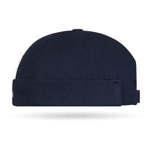 Navy blue cotton docker hat with white letter embroidery for men and women