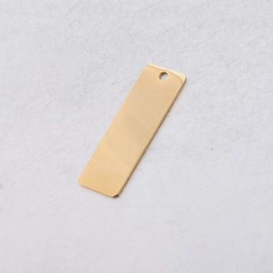 Golden rectangular mirror polished stainless steel blank pendant with a small round hole