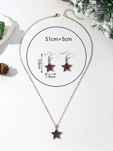 Parure bijoux étoile de Noël avec dimensions du collier et décor festif de pommes