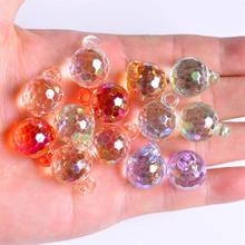 Close-up of faceted 16mm crystal glass ball pendants in various colors for DIY jewelry