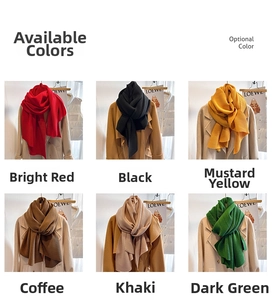 Close-up of six classic colors available for this textured ribbed knit scarf for women