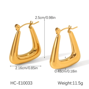 Detailed dimensions of 18K gold plated stainless steel hollow geometric triangle earrings