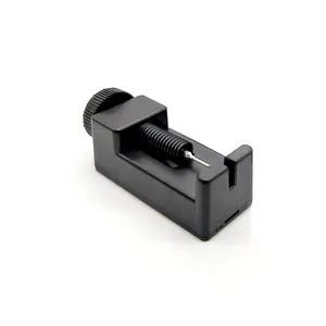 Manual watch link remover tool in black plastic with screw handle and metal pin