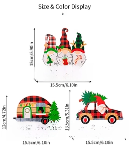 Detailed size dimensions for wooden Christmas gnome and holiday vehicle table ornaments