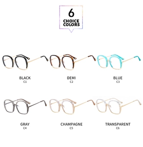 Grid display of oversized round metal glasses frames in six different stylish colors