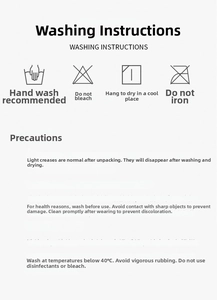 Detailed washing instructions for ethnic style poncho with care symbols and fabric guidelines