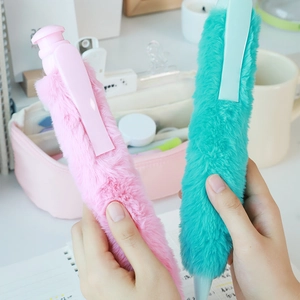 Penna a sfera a scatto gigante in peluche rosa e verde acqua per studenti e ufficio