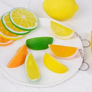 Realistic Simulation Fruit Slices Keychain PVC Resin Lemon Orange Lime Decor Photography Props Charm For Bags And Keys