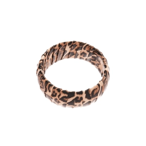 Fashionable leopard print wide leather open bangle with textured pattern for women