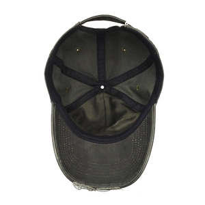 Vintage washed denim baseball cap with distressed details and adjustable strap back