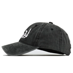 Unisex charcoal grey washed cotton baseball cap with white claw hand embroidery detail