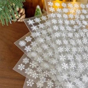 5D embossed white snowflake nail stickers with winter Christmas holiday theme designs