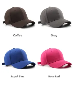 Detailed grid view of minimalist baseball caps in coffee, grey, blue, and rose red colors