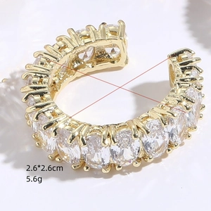 Minimalist 14K gold plated zircon open ring with 2.6cm diameter and 5.6g weight