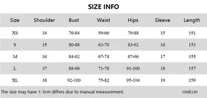 Detailed size chart for the deep V-neck ruched long dress showing various body measurements