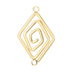 Golden stainless steel geometric rhombus spiral pendant connector for DIY jewelry