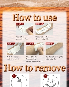 Clear English step-by-step guide on how to apply and remove waterproof gold freckle tattoos