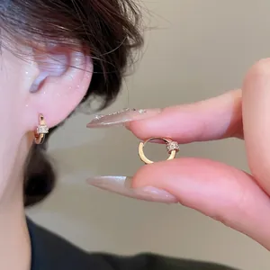 18k gold plated hoop earrings with micro-paved zircon cylindrical charms for women
