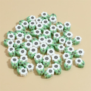 Colorful 10mm flower polymer clay beads for DIY jewelry and phone chain accessories