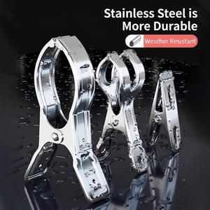 Three sizes of heavy duty stainless steel windproof clothes pegs for laundry and quilts