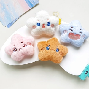 Cute plush star accessories in four colors for DIY bags and brooches decoration