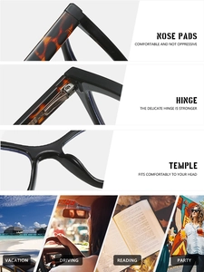 Detail view of TR90 glasses frames featuring durable metal hinges and tortoise patterns