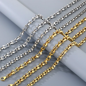 Necklace And Bracelet Jewelry Stainless Steel Curved Bamboo Joint Link Hip Hop Trendy For Men