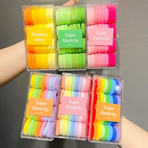 Colorful high elasticity hair bands set in transparent boxes for girls high ponytail