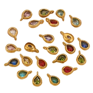 Colorful teardrop crystal pendants with gold stainless steel base in various vivid colors