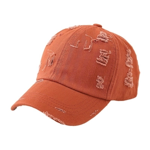 Distressed rust red kids baseball cap with vintage washed cotton and curved brim for sun protection