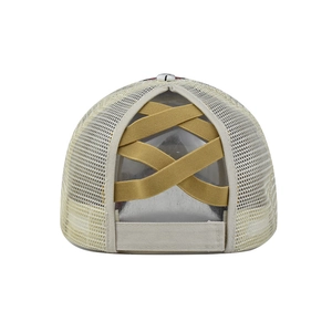 Tie-dye ponytail baseball cap with criss-cross elastic bands and mesh back for women