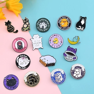 Cartoon Animal Cat Dog Duck Enamel Brooches Alloy Funny Slogan Lapel Pins Cute Badge Accessory For Bags Clothing