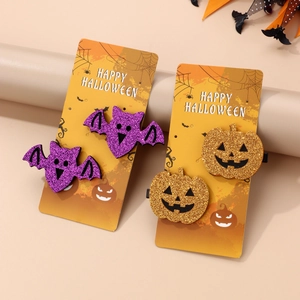 Halloween Hair Clips Glitter Felt Pumpkin Ghost Bat Spider Bow Party Accessories For Girls Kids Duckbill Hairpins Dark Style