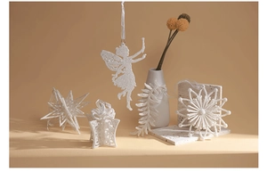 White glitter angel and snowflake hanging ornaments for Christmas tree decoration set
