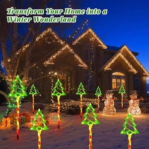 Solar LED Christmas tree pathway lights for winter garden lawn decoration