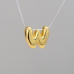 Polished gold balloon style letter W pendant for DIY necklaces and jewelry making