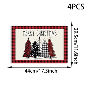 Detail of 4PCS Christmas placemat set with Merry Christmas text and tree patterns