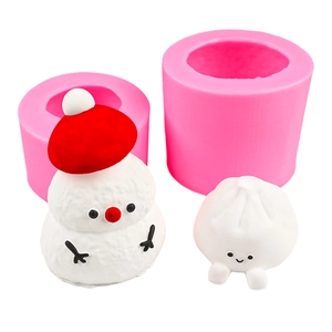 3D snowman and bun silicone molds for DIY candles, soap and aromatherapy crafts