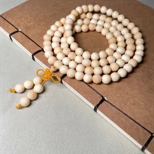 Golden Satin Bamboo Bracelet Natural Wood Buddhist Prayer Beads Meditation Ethnic Zen Style Jewelry For Men Women