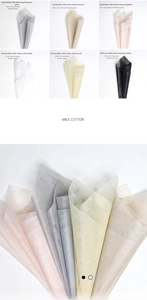 Detail view of 45x55cm Milk Cotton floral wrapping paper showing multiple color swatches