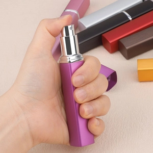 Portable 12ml aluminum perfume atomizer bottles in various colors with spray nozzle