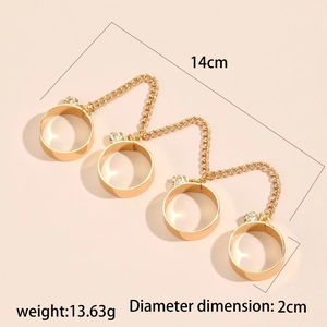 Detail showing dimensions and weight of golden star butterfly sequin link ring bracelet