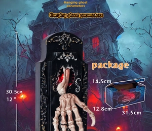 Halloween doorbell with realistic skeleton hand and decorative vintage backplate