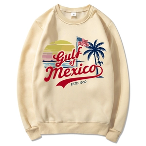 Beige Gulf of Mexico 2025 vintage crewneck sweatshirt with retro graphic print