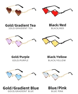 Collection of heart-shaped sunglasses with lightning temples in six vibrant colors