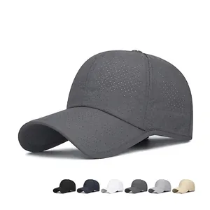 Breathable Baseball Cap Quick Dry Sun Hat Laser Perforated Solid Color Adjustable Outdoor Sports Polyester Men Women
