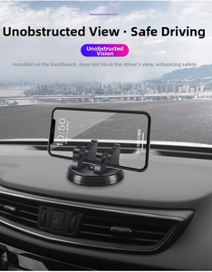 Car dashboard phone mount and parking card holder with non-slip base for horizontal viewing