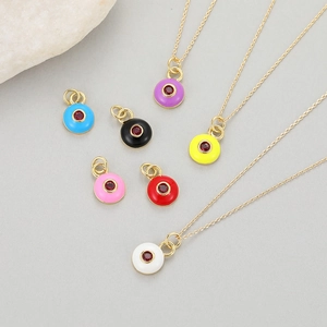 14k gold brass enamel evil eye pendants in multiple colors for DIY jewelry making