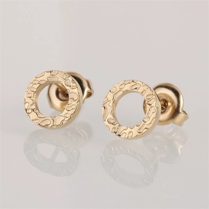 Simple Stainless Steel Hammered Round Stud Earrings Geometric Minimalist Jewelry For Women